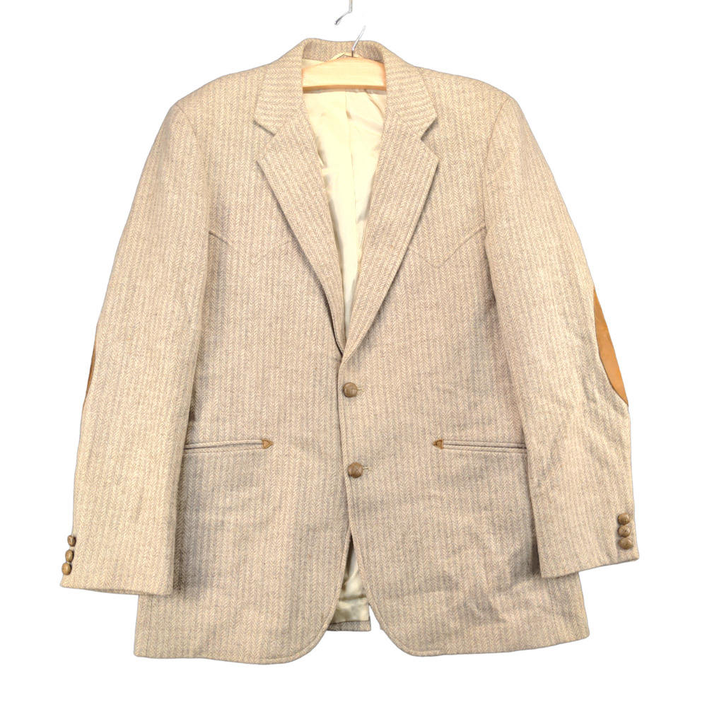 Vintage Kenny Rogers Circle S Blazer Jacket Mens 42L Long Sleeve Brown Wool